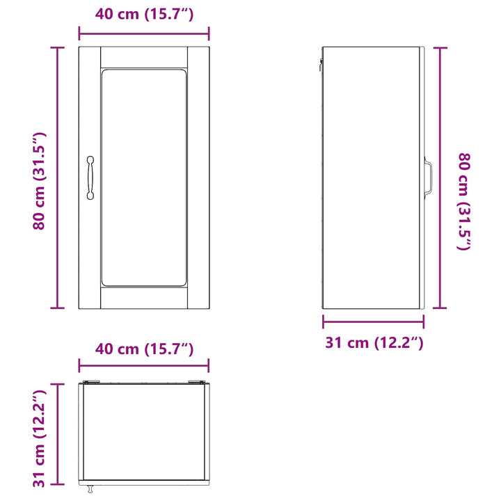 Væglågskab LUCCA 2 pcs Grå sonoma-eg 40 x 31 x 80 cm