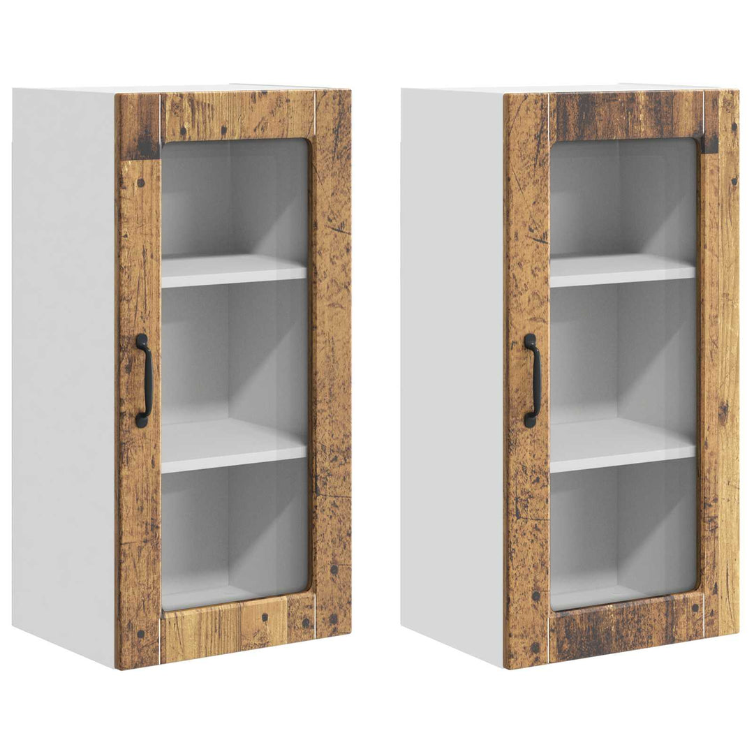 Væglågskab LUCCA 2 pcs Gammelt træ 40 x 31 x 80 cm
