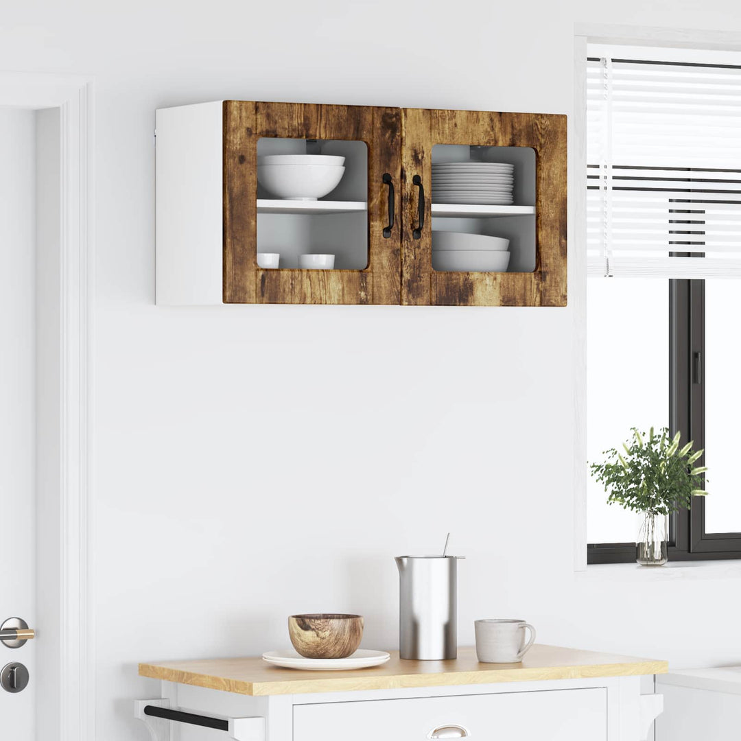 Vægglas skab PORTO 2 pcs Røget eg 40 x 31 x 40 cm