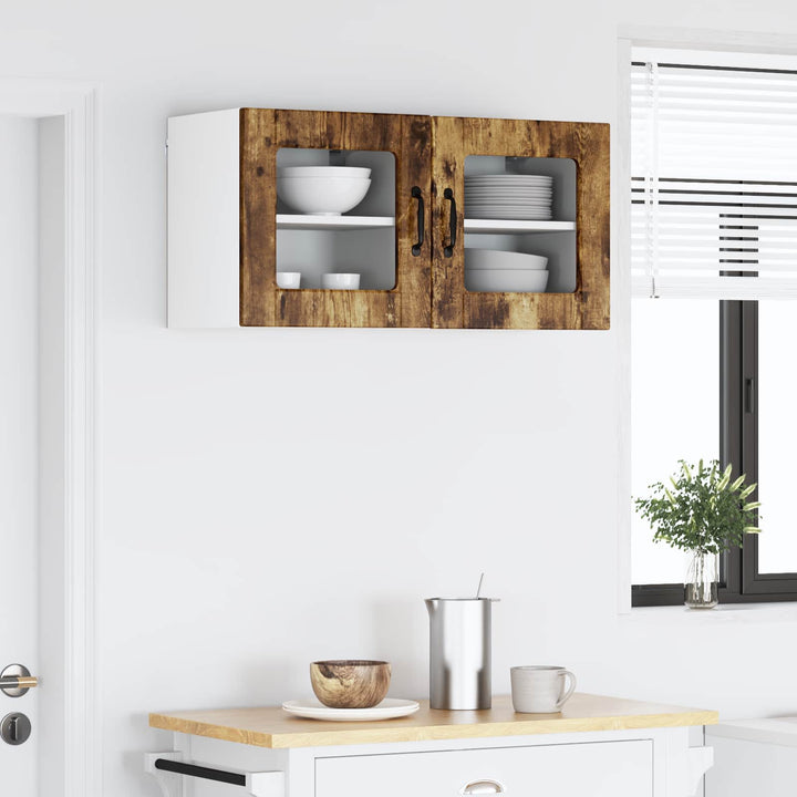 Vægglas skab PORTO 2 pcs Røget eg 40 x 31 x 40 cm