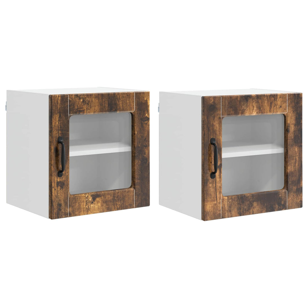 Vægglas skab PORTO 2 pcs Røget eg 40 x 31 x 40 cm