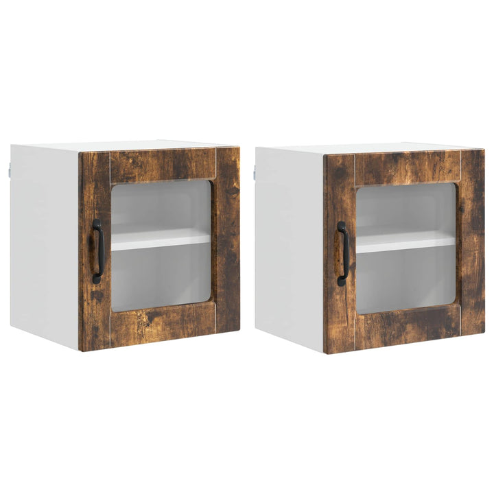Vægglas skab PORTO 2 pcs Røget eg 40 x 31 x 40 cm