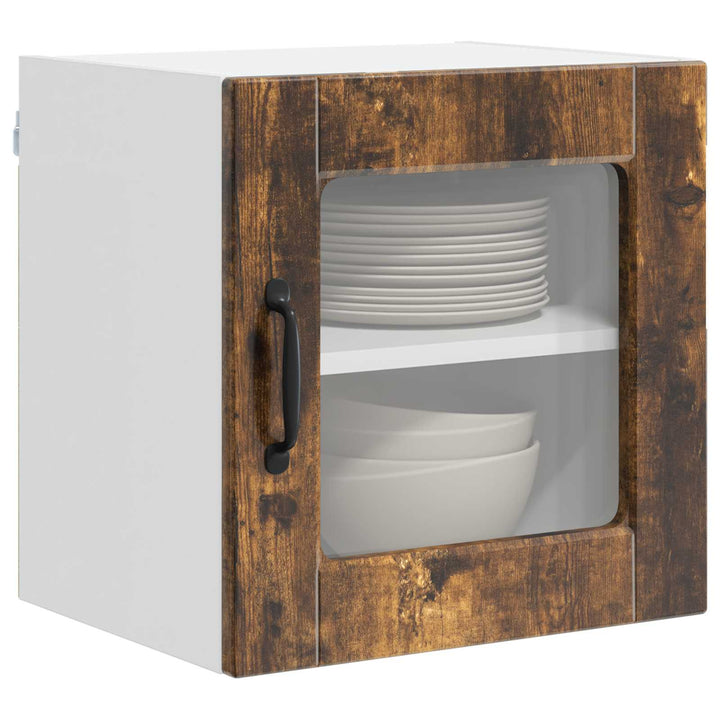 Vægglas skab PORTO 2 pcs Røget eg 40 x 31 x 40 cm