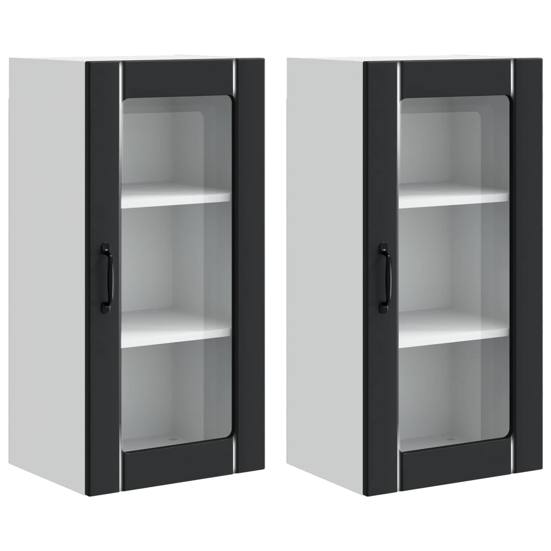 Væglampe Skab PORTO 2 pcs Sort 40 x 31 x 80 cm Konstrueret træ