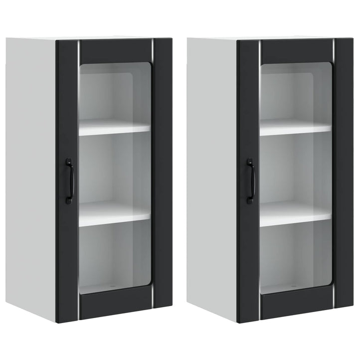 Væglampe Skab PORTO 2 pcs Sort 40 x 31 x 80 cm Konstrueret træ