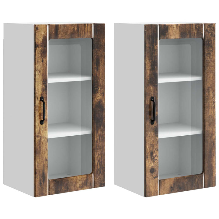 Væglågskab PORTO 2 pcs Røget eg 40 x 31 x 80 cm Konstrueret træ