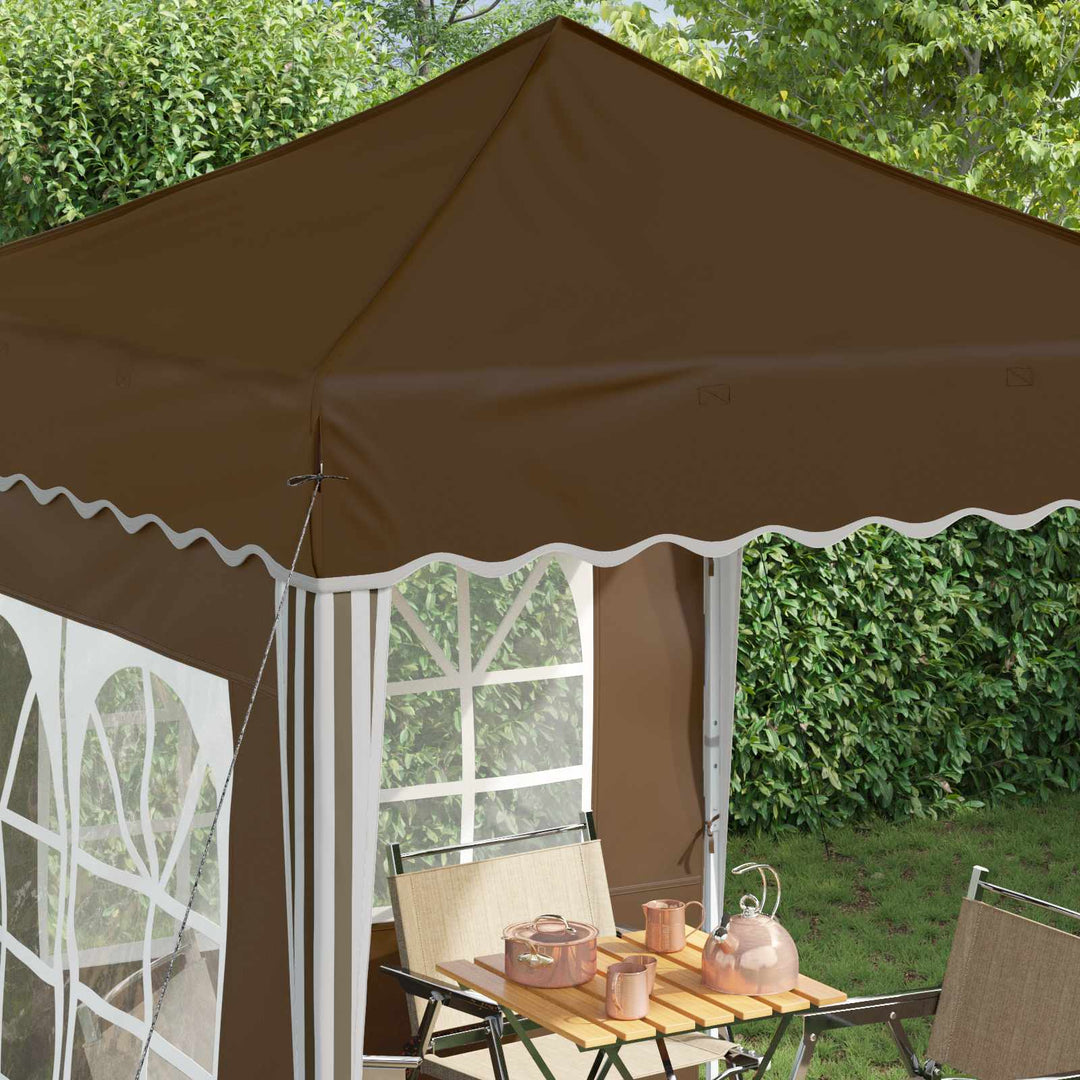 Pop-up Festtelt 195 x 195 x 245 cm Gråbrun Oxford stof