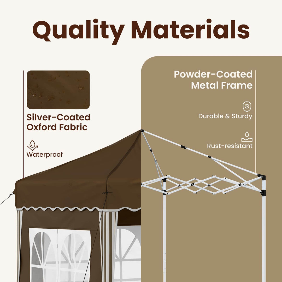 Pop-up Festtelt 195 x 195 x 245 cm Gråbrun Oxford stof
