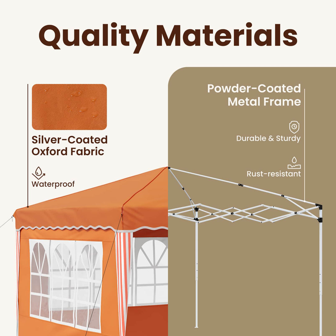 Pop-up Festtelt 288 x 288 x 245 cm Orange Oxford stof
