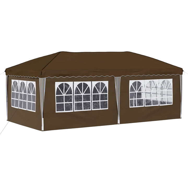 Pop-up Festtelt 575 x 288 x 245 cm Gråbrun