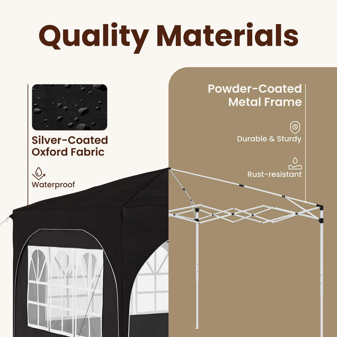 Pop-up Festtelt 290 x 290 x 245 cm Sort