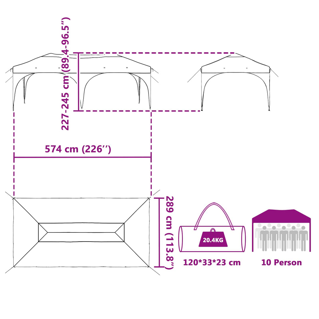 Pop-up Festtelt 575 x 288 x 245 cm Beige Oxford stof