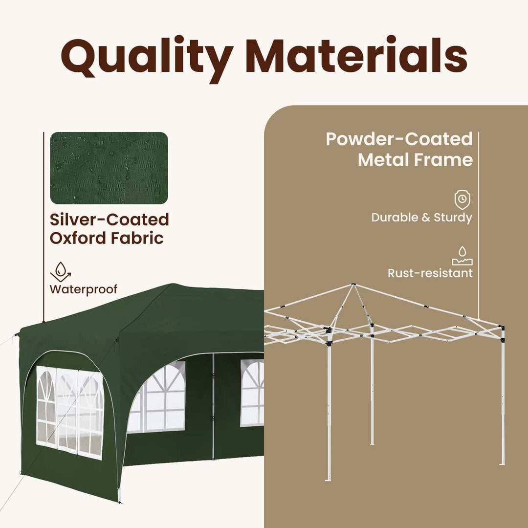 Pop-up Festtelt 575 x 288 x 245 cm Grøn Oxford stof