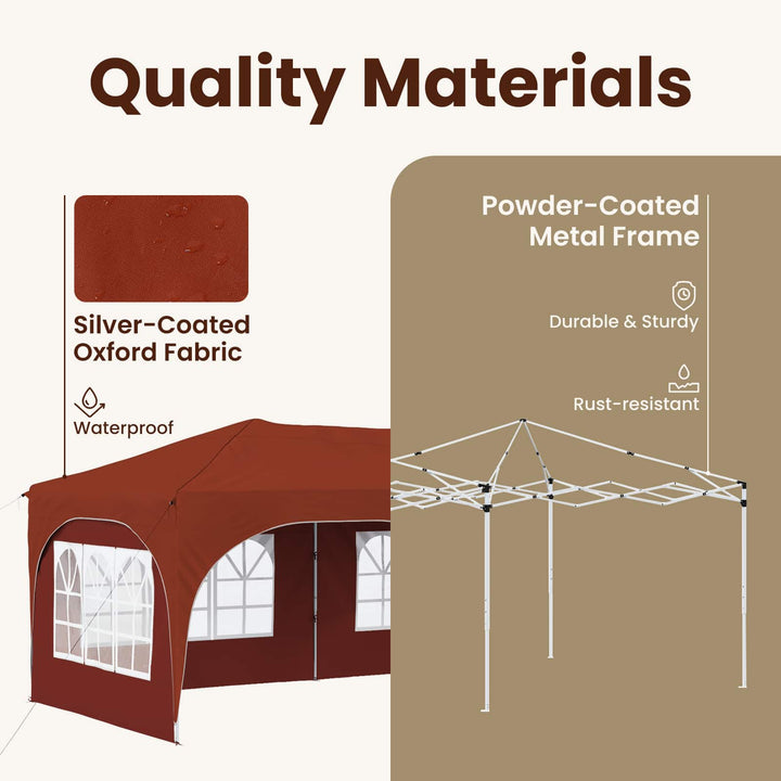 Pop-up Festtelt 575 x 288 x 245 cm Terrakotta Oxford stof