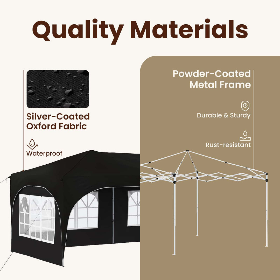 Pop-up Festtelt 575 x 288 x 245 cm Sort Oxford stof