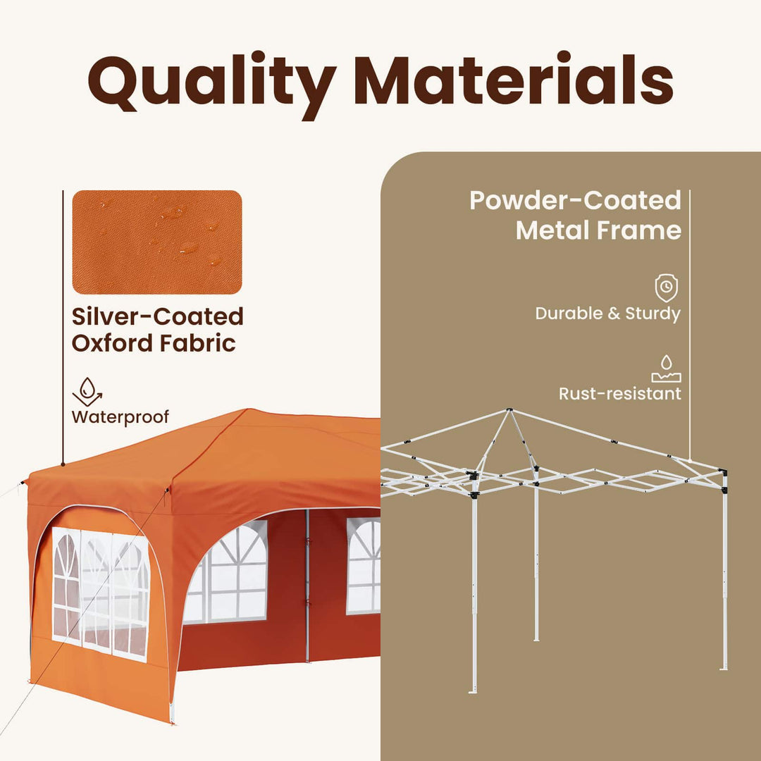 Pop-up Festtelt 575 x 288 x 245 cm Orange Oxford stof