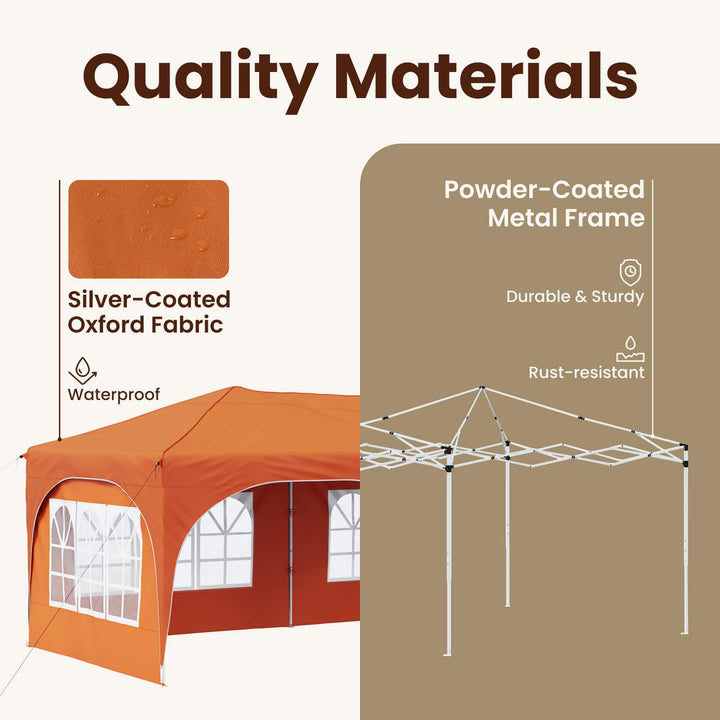 Pop-up Festtelt 575 x 288 x 245 cm Orange Oxford stof