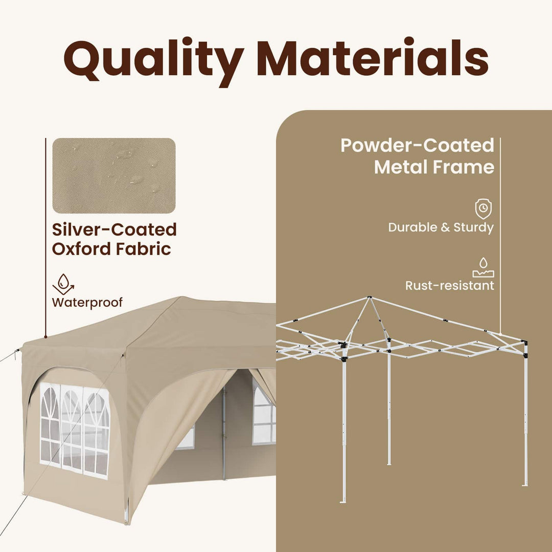 Pop-up Festtelt 575 x 288 x 245 cm Cremefarvet Oxford stof
