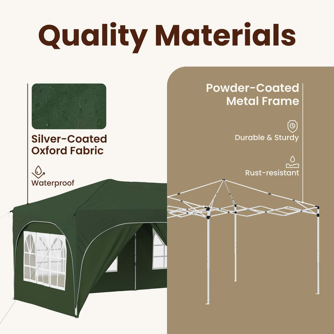 Pop-up Festtelt 575 x 288 x 245 cm Grøn Oxford stof