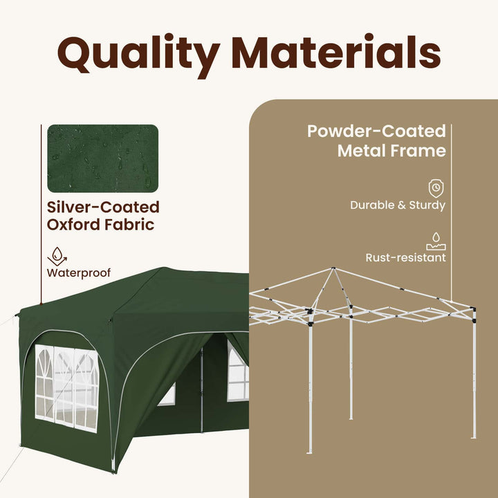 Pop-up Festtelt 575 x 288 x 245 cm Grøn Oxford stof