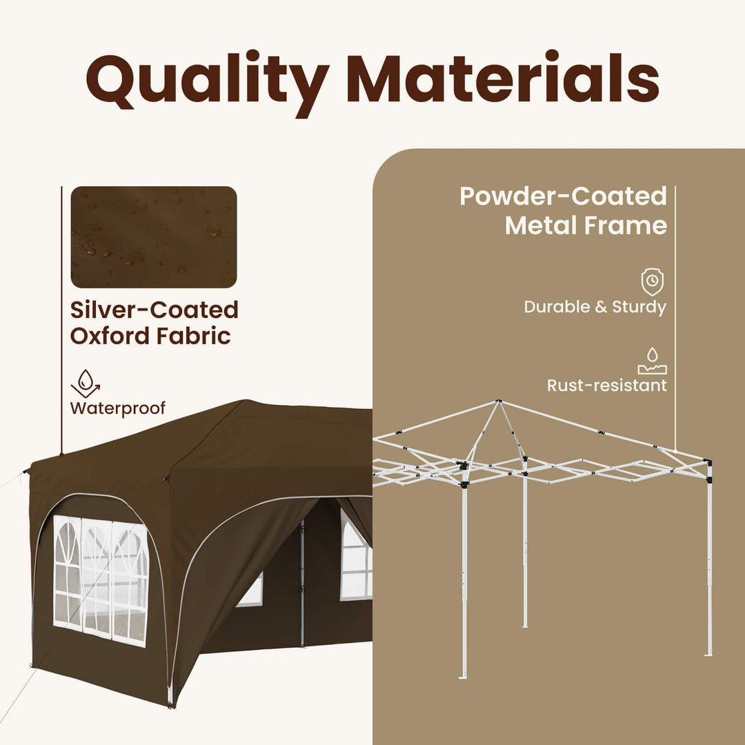 Pop-up Festtelt 575 x 288 x 245 cm Gråbrun Oxford stof