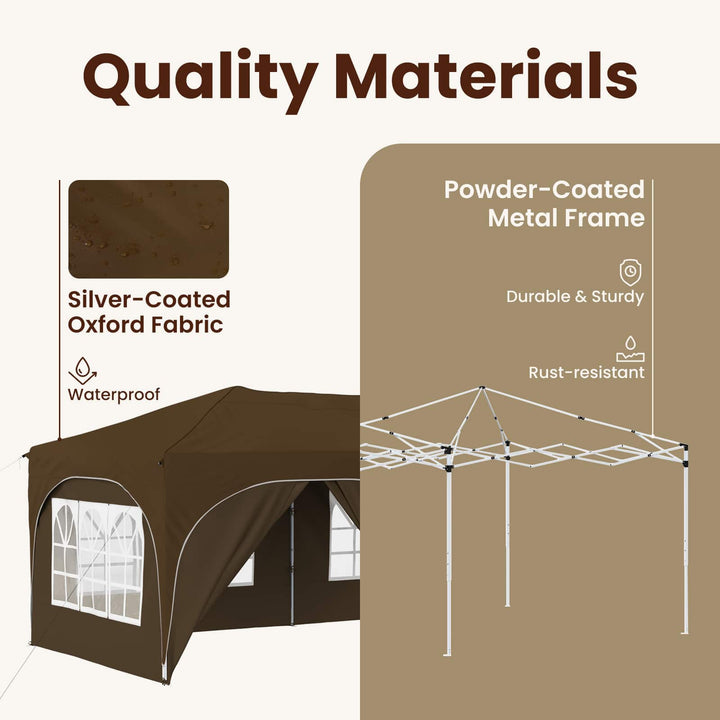 Pop-up Festtelt 575 x 288 x 245 cm Gråbrun Oxford stof