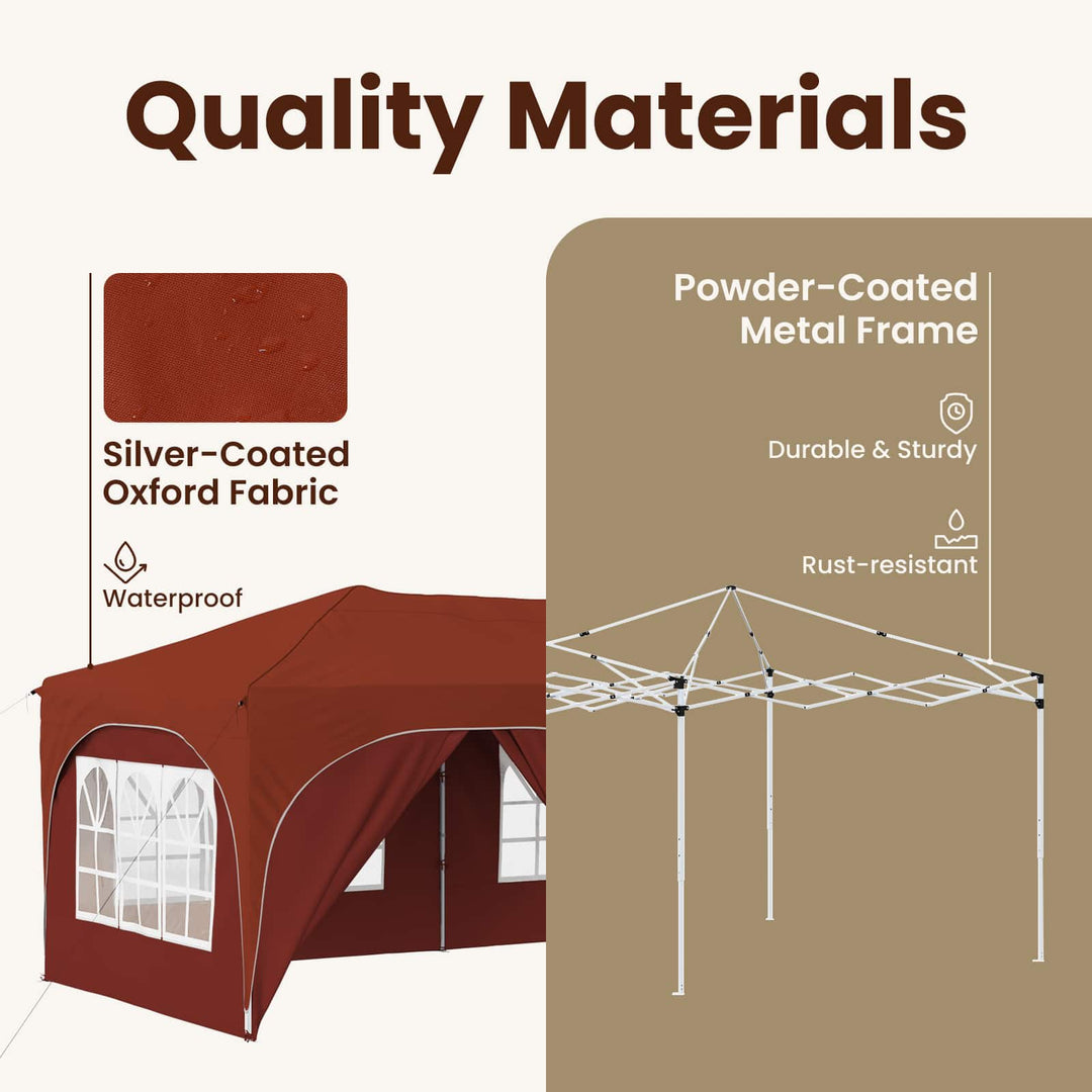 Pop-up Festtelt 575 x 288 x 245 cm Terrakotta Oxford stof