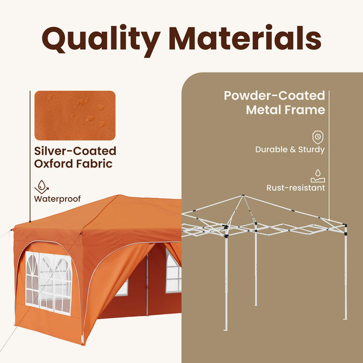 Pop-up Festtelt 575 x 288 x 245 cm Orange Oxford stof