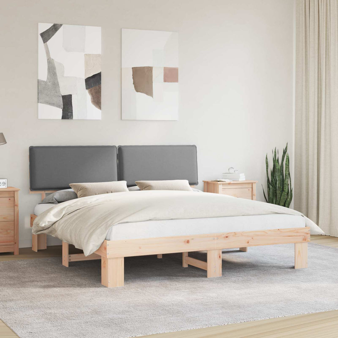 Sengestel med Polstret Hovedgavl Lysegrå 200 x 200 cm