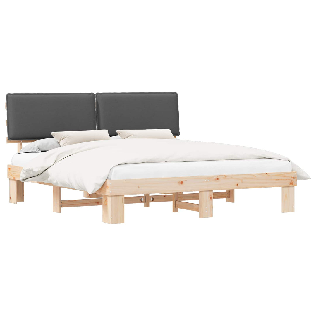 Sengestel med Polstret Hovedgavl Mørkegrå 200 x 200 cm