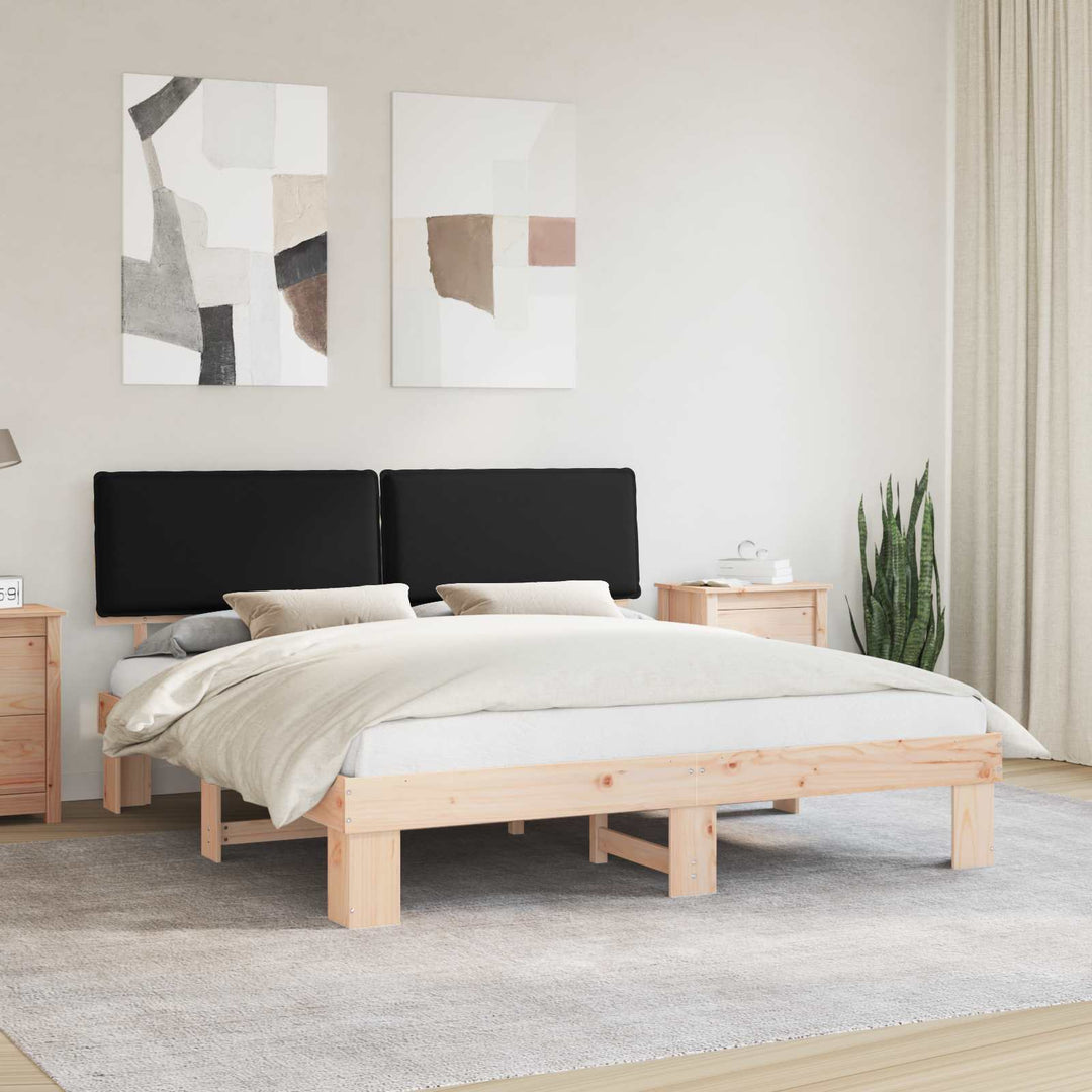 Sengestel med Polstret Hovedgavl Sort 200 x 200 cm