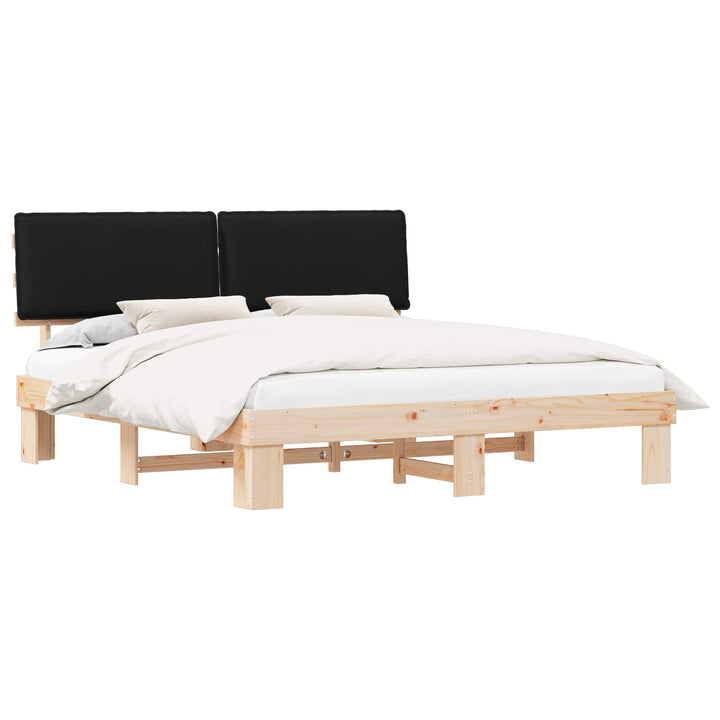 Sengestel med Polstret Hovedgavl Sort 200 x 200 cm