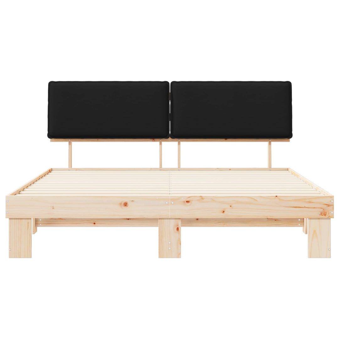 Sengestel med Polstret Hovedgavl Sort 200 x 200 cm