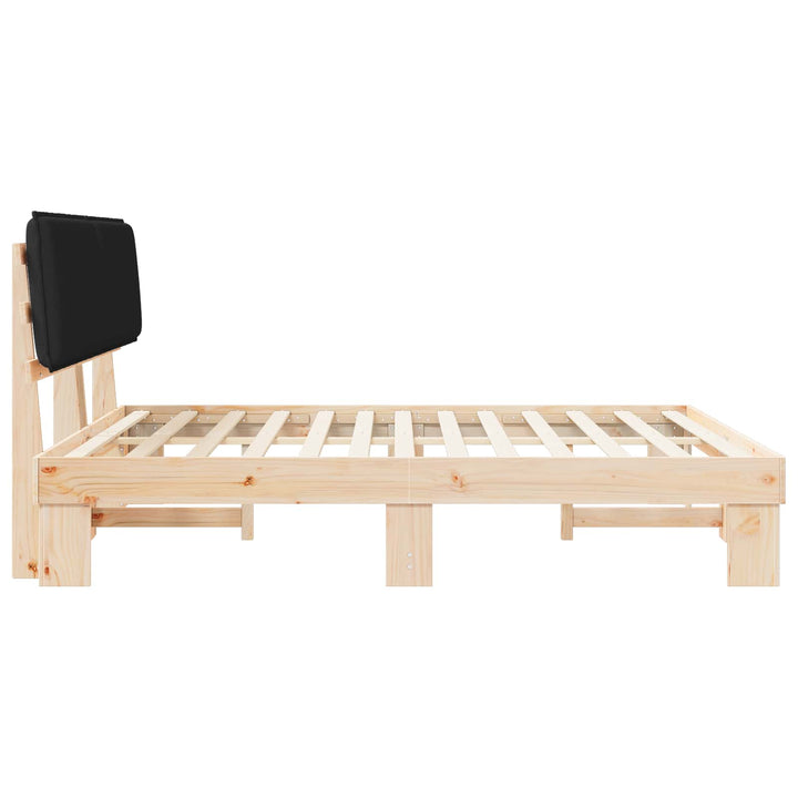 Sengestel med Polstret Hovedgavl Sort 200 x 200 cm
