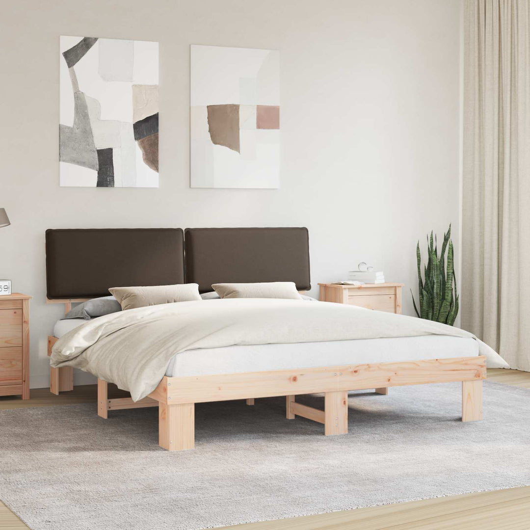 Sengestel med Polstret Hovedgavl Gråbrun 200 x 200 cm