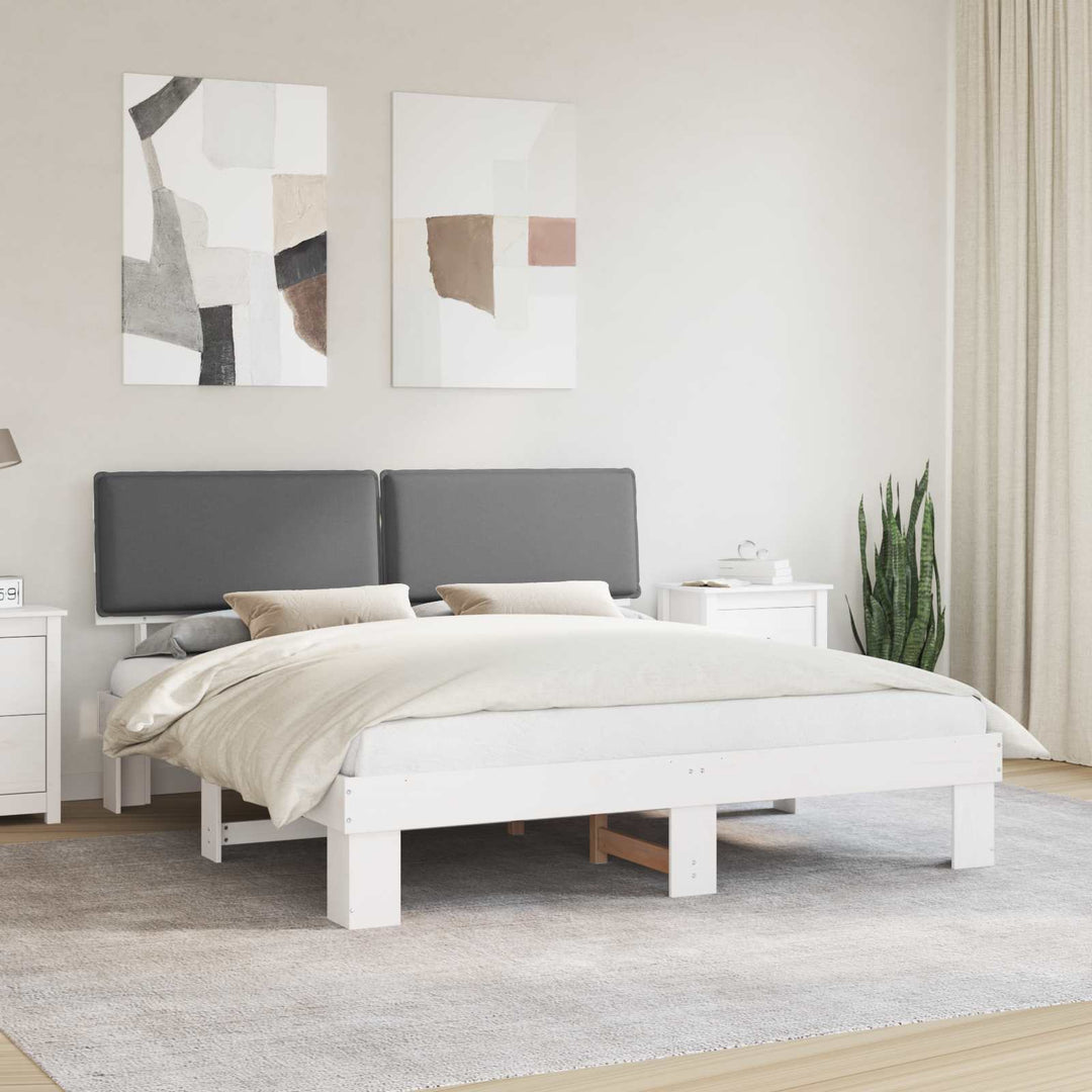 Sengestel med Polstret Hovedgavl Lysegrå 200 x 200 cm