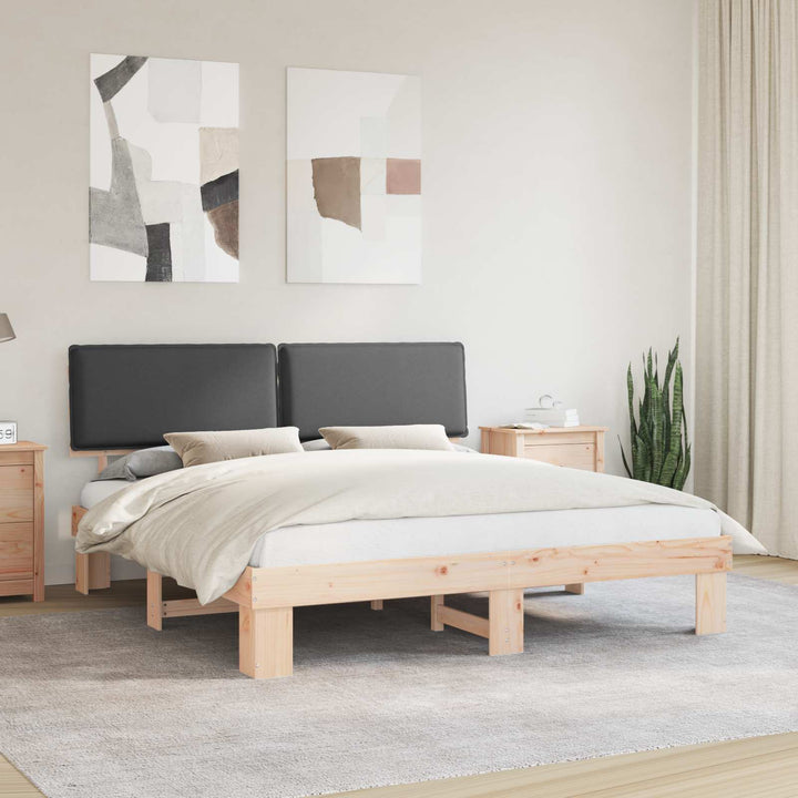 Sengestel med Polstret Hovedgavl Mørkegrå 180 x 200 cm