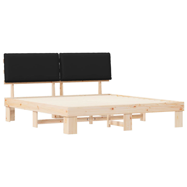 Sengestel med Polstret Hovedgavl Sort 180 x 200 cm