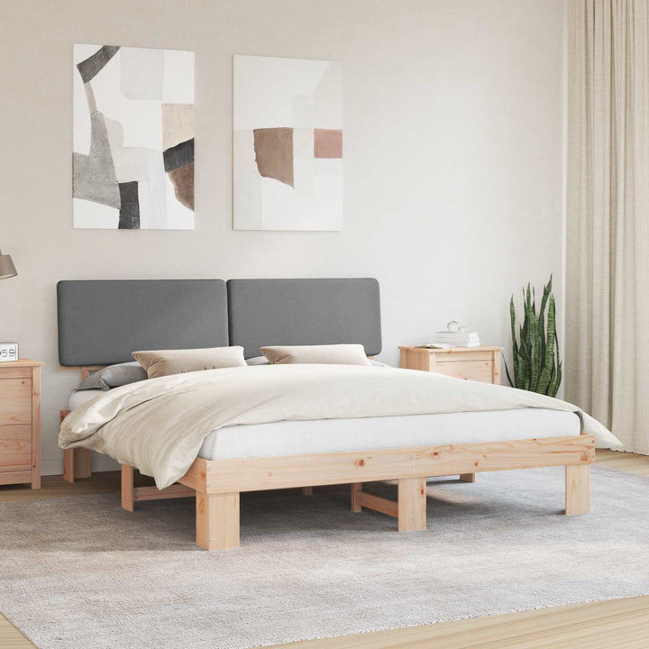 Sengestel med Polstret Hovedgavl Lysegrå 200 x 200 cm