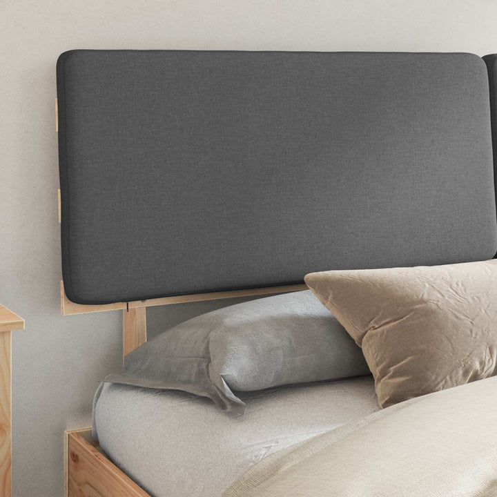 Sengestel med Polstret Hovedgavl Mørkegrå 200 x 200 cm