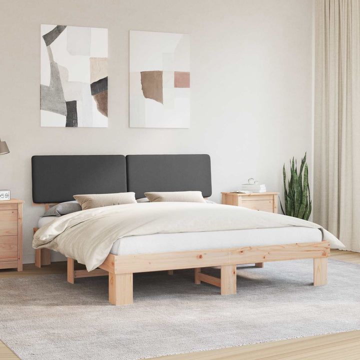 Sengestel med Polstret Hovedgavl Mørkegrå 200 x 200 cm