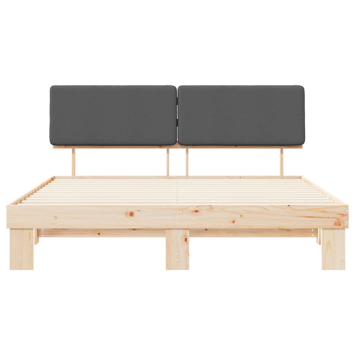 Sengestel med Polstret Hovedgavl Mørkegrå 200 x 200 cm