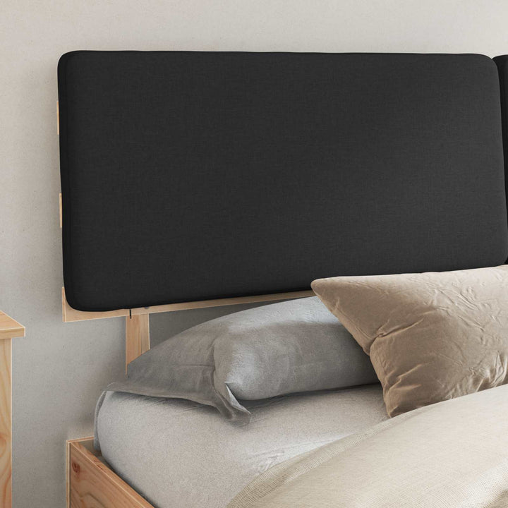 Sengestel med Polstret Hovedgavl Sort 200 x 200 cm