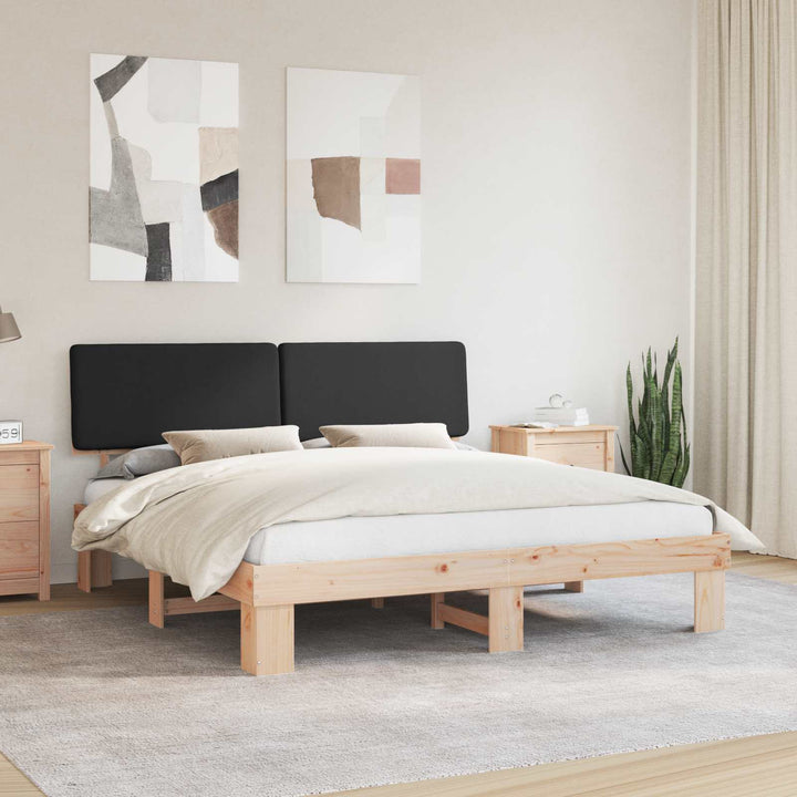 Sengestel med Polstret Hovedgavl Sort 200 x 200 cm
