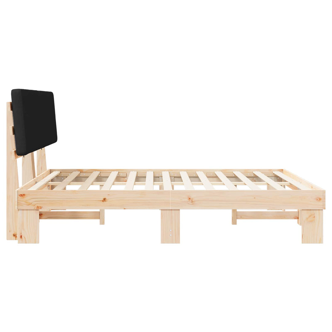 Sengestel med Polstret Hovedgavl Sort 200 x 200 cm