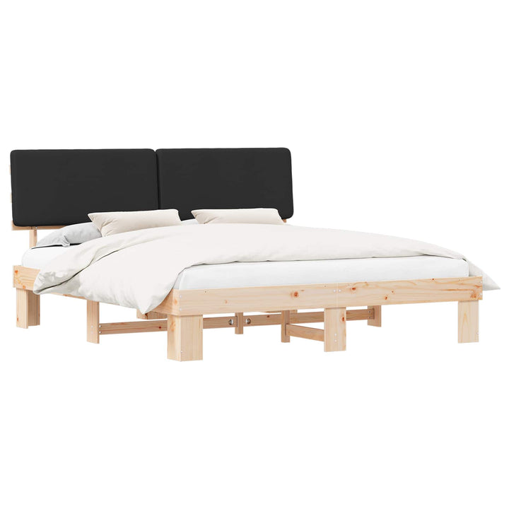 Sengestel med Polstret Hovedgavl Sort 180 x 200 cm