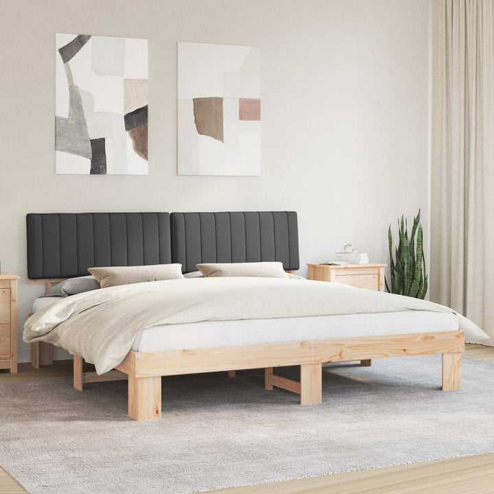 Sengestel med Polstret Hovedgavl Mørkegrå 200 x 200 cm