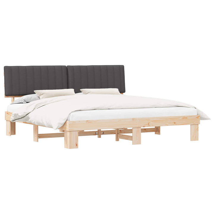 Sengestel med Polstret Hovedgavl Mørkegrå 200 x 200 cm