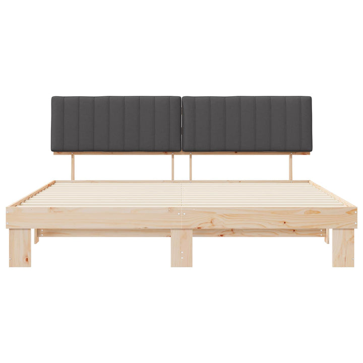 Sengestel med Polstret Hovedgavl Mørkegrå 200 x 200 cm