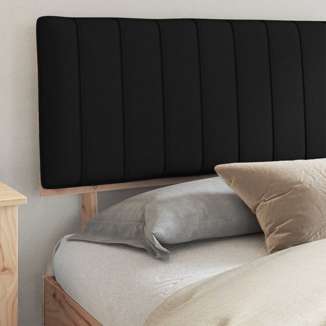 Sengestel med Polstret Hovedgavl Sort 200 x 200 cm